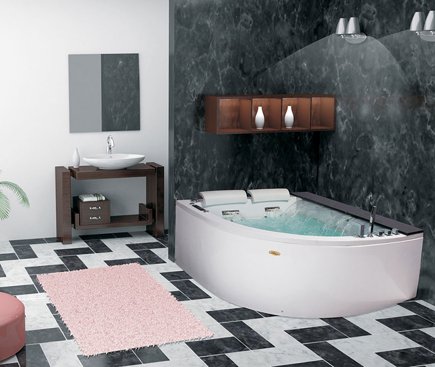 Glamour Corner Whirlpool Bathtub By Woven Gold